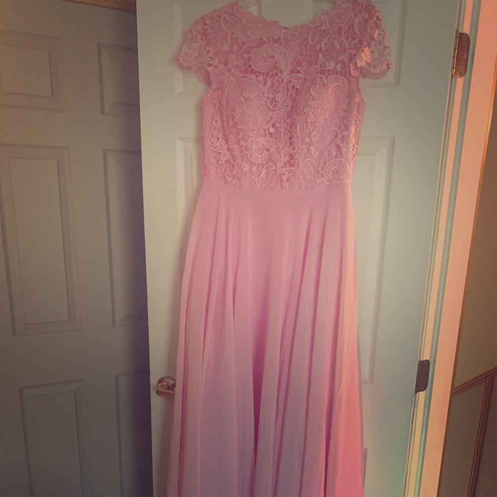 Beautiful lace pink dress.